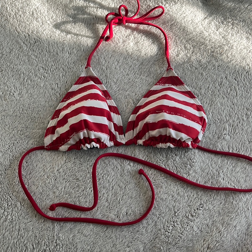 String bikini top, USA flag, double sided, S-M, never worn